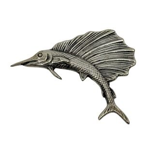 vintage oversized sterling silver Marlin - Swordfish brooch - GM45